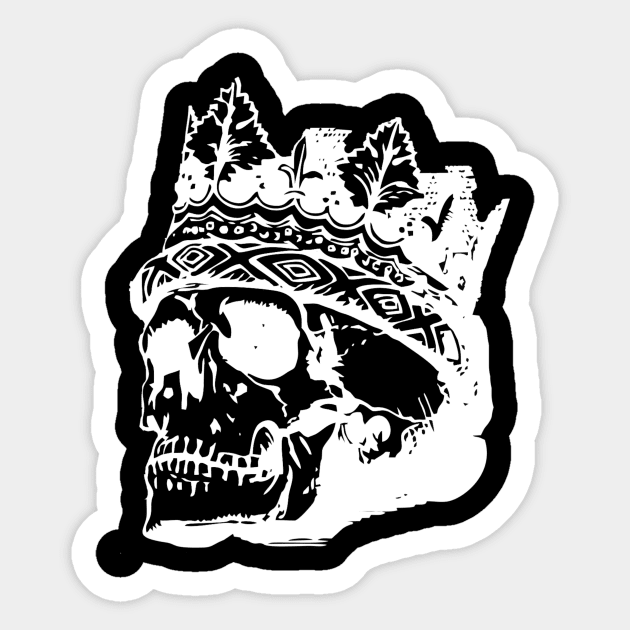 White Human Skull with Crown Sticker by ballhard